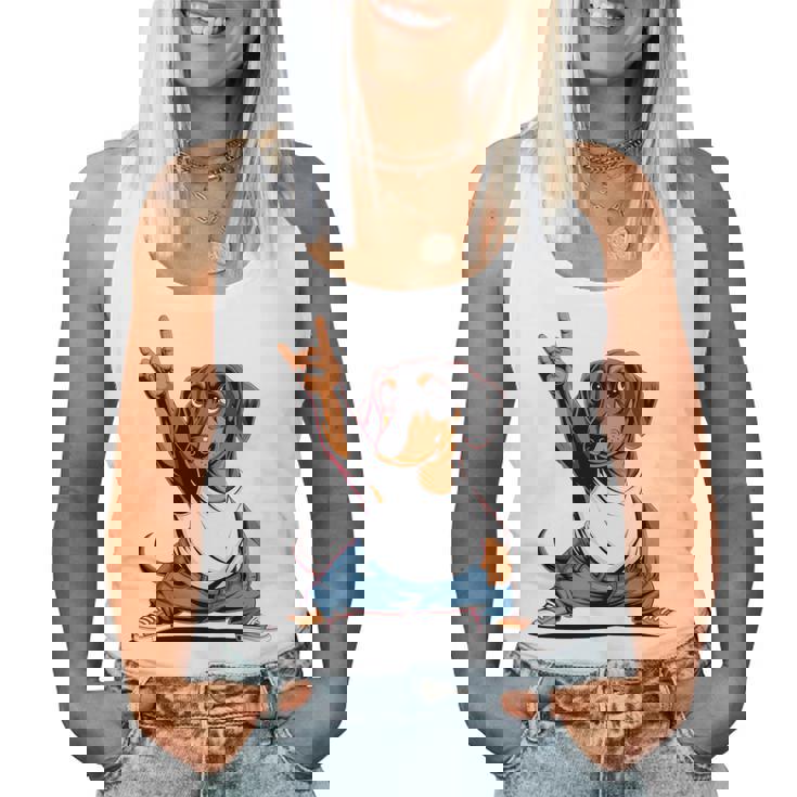 Teckel ロックミュージック 男性 子供 女性 ソーセージ 犬 ダックスフンド 長袖tシャツ レディースタンクトップ