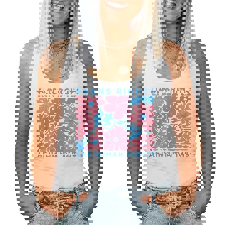 Trans Rights Are Human Rights Floral Lgbtq Pride Transgender Women Tank Top