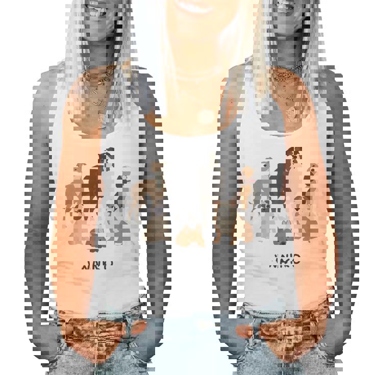 いぬ わんこ 大集合 イラスト おしゃれ シンプル かわいい 手書き 犬飼い 犬好き 女性 男性 犬柄 レディースタンクトップ