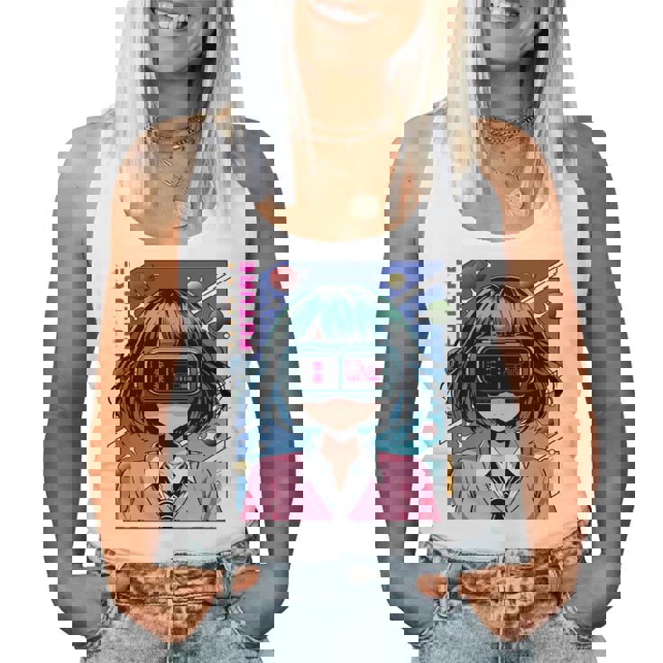 かわいいアニメの女の子 長袖tシャツ レディースタンクトップ