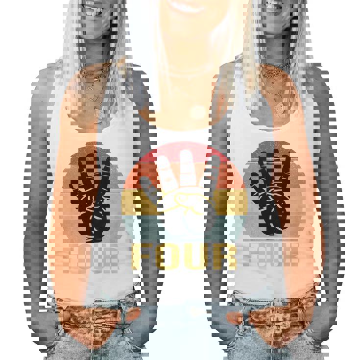 キッズ 4 歳の誕生日 4 つの指 私は 4 4 歳の男の子、女の子 レディースタンクトップ