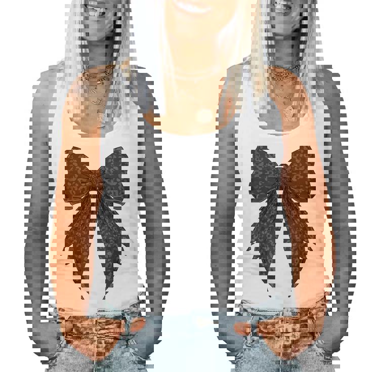 コケット リボン ブラック グレー チーター ヒョウ柄 女の子 ママ レディースタンクトップ