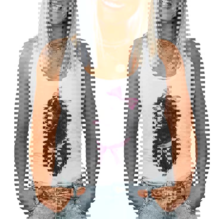 コケット リボン ニューファンドランド 犬 犬 ママ ピンクリボン 女の子 レディースタンクトップ