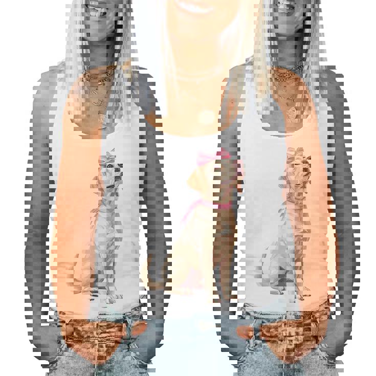 コケットボウ ラブラドールレトリバー 犬 ラボ ママ ピンクリボン 女の子 レディースタンクトップ