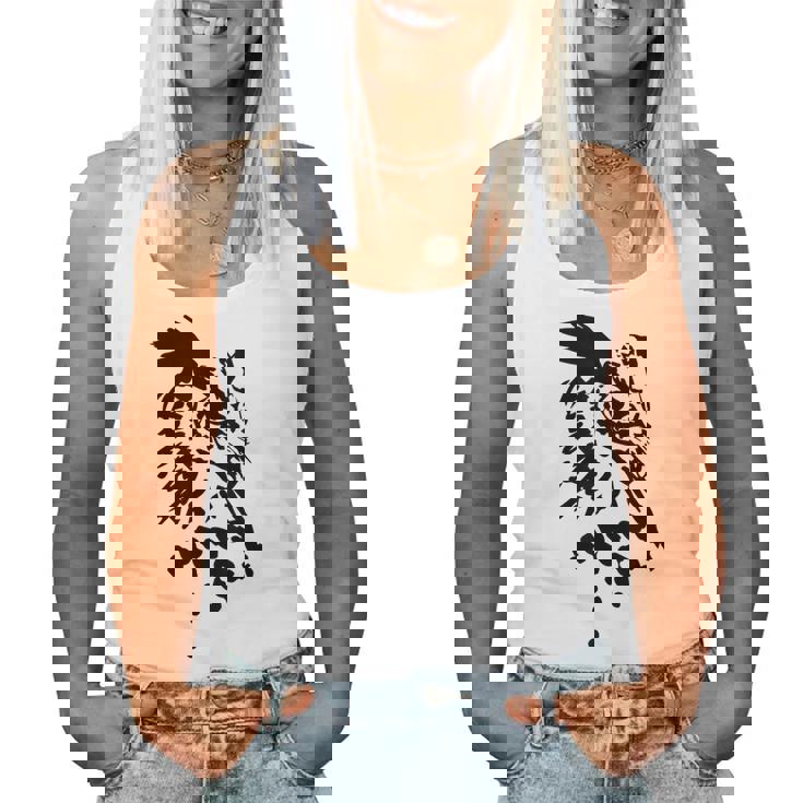 フクロウ -ブラックホワイト-クールな女性男性子供動物 Owl レディースタンクトップ