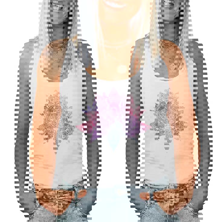 ヨガ 瞑想 カラフル ボーホー ロータス 曼荼羅 蓮の花 レディースタンクトップ