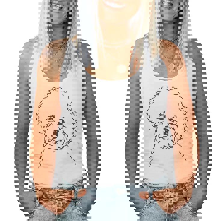 ラインアート Dad Mom Dog ビションフリーゼ レディースタンクトップ