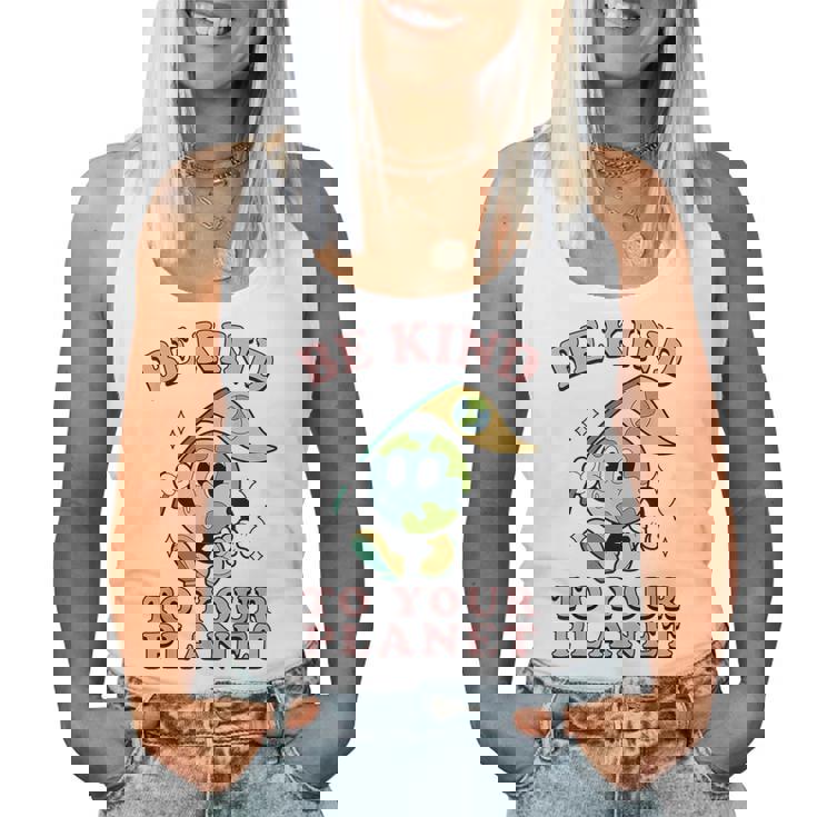 レトロ グルービー Be Kind To Your Planet Earth Day 70年代 80年代 4月 レディースタンクトップ