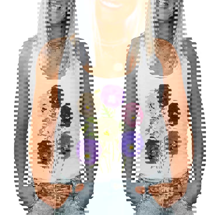 ヴィンテージ パンジー 花 ガーデニング パンジー 恋人 レディースタンクトップ