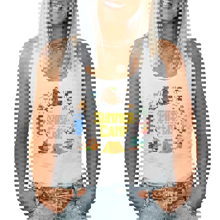 夏のキャンプ旅行 キャンパー キッズ 女の子 男の子 お揃い 長袖tシャツ レディースタンクトップ