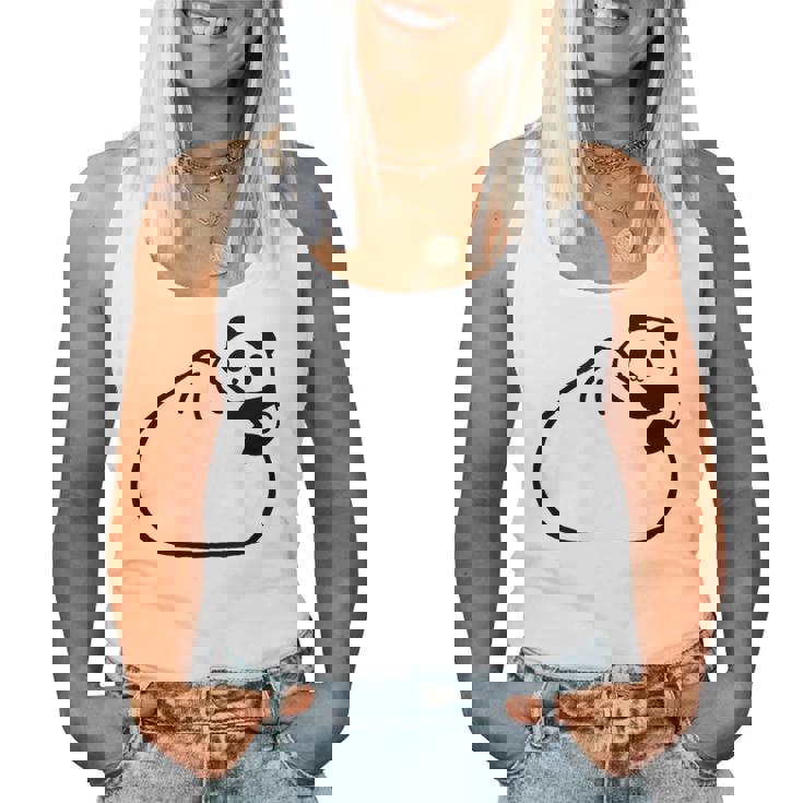 肉まんに抱きつくパンダ かわいい チャイナ 白黒 Panda Meat Bun レディースタンクトップ