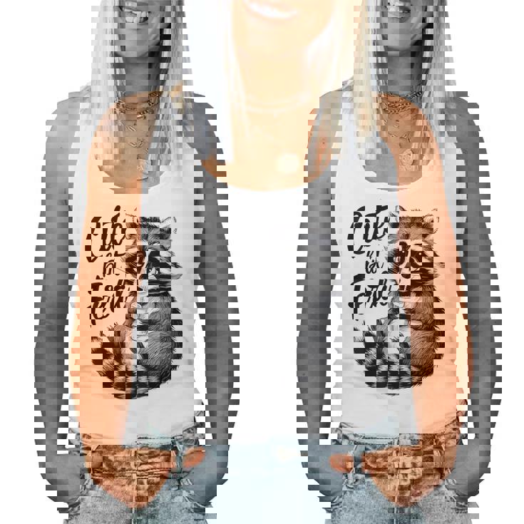 野生の女の子の夏の面白いミームかわいいけど野生のアライグマ休暇 レディースタンクトップ