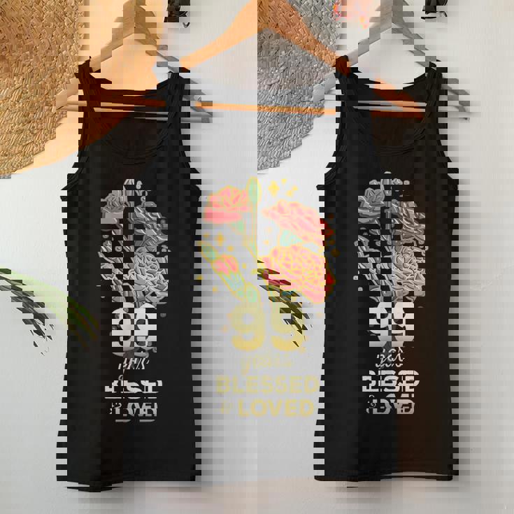 99歳祝福され愛された花 99歳の誕生日お母さんおばあちゃん レディースタンクトップ 面白い贈り物