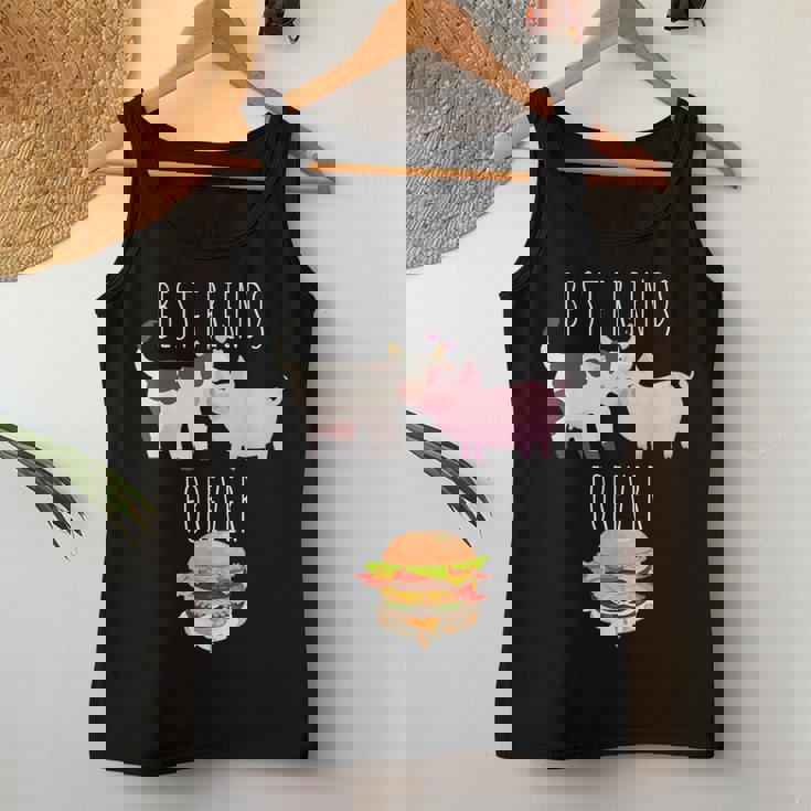 Best Friends Forever Beef Lover Pork Meat Bacon Burger レディースタンクトップ 面白い贈り物