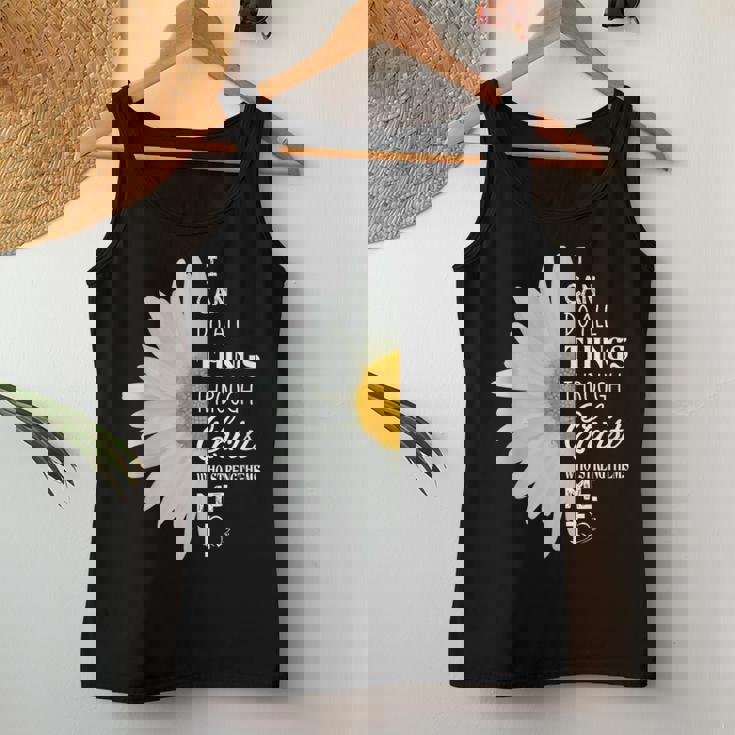 Christian Inspirational Christ Whotrengthens Me レディースタンクトップ 面白い贈り物