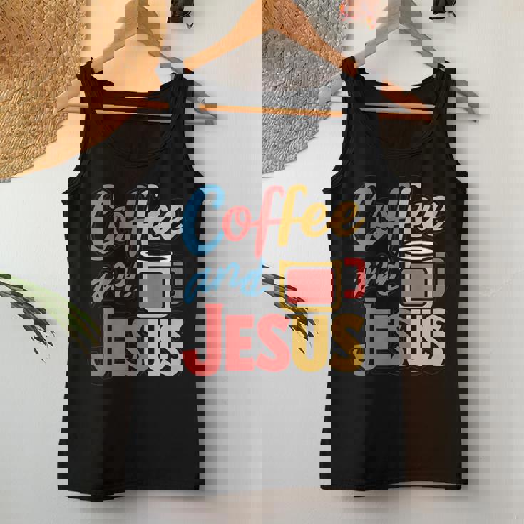 Coffee And Jesus Awesome Christian Caffeine Lover Church レディースタンクトップ 面白い贈り物