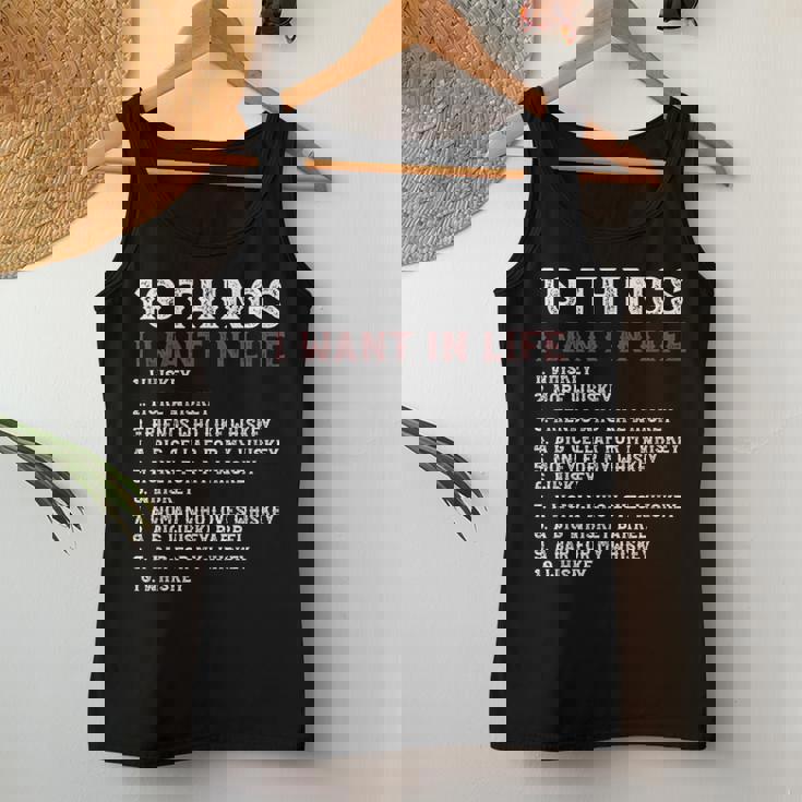 10 Things I Want In My Life ウイスキー Loves Whiskey レディースタンクトップ 面白い贈り物