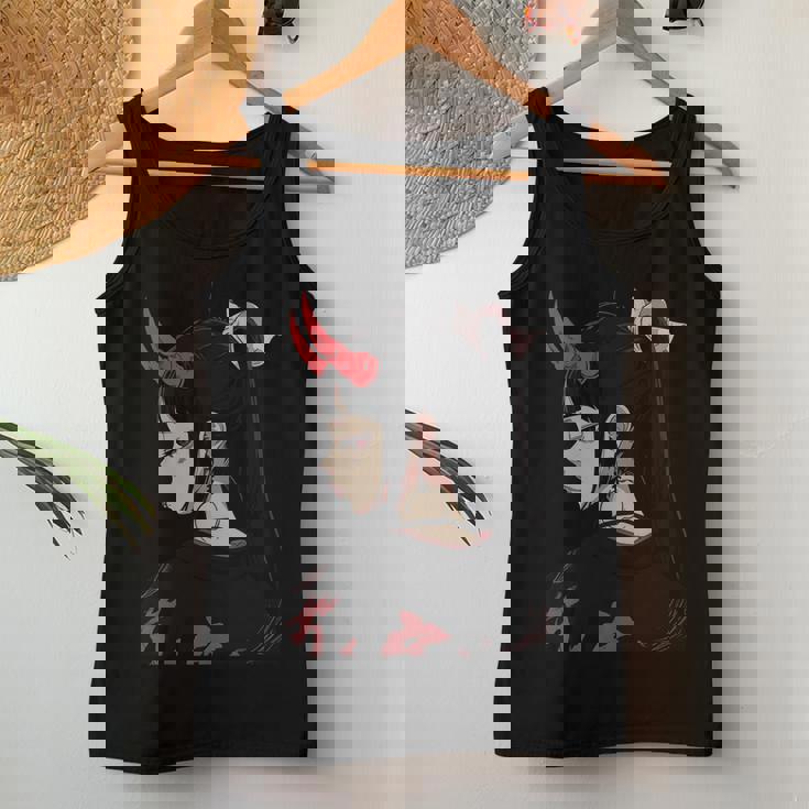 Girl With Red Horns 日本アートスタイル 面白いグラフィックtシャツ レディースタンクトップ 面白い贈り物