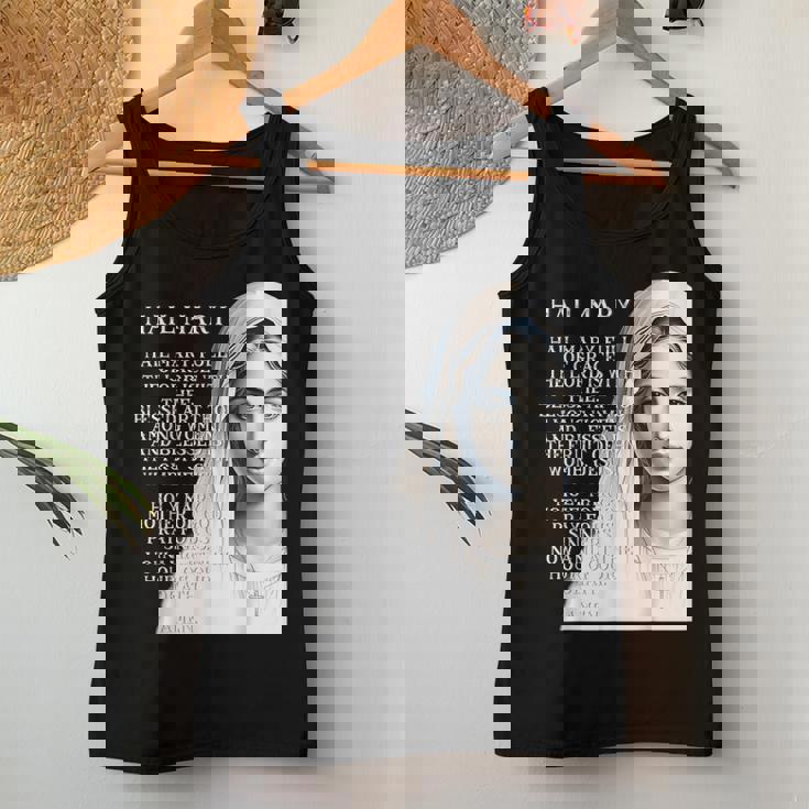 Hail Mary Blessed Mother ロザリオの祈り レディースタンクトップ 面白い贈り物