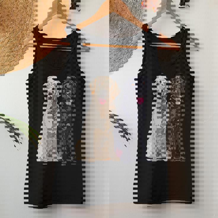 Happy Two Labradors ゴールデンブラック ラボレトリバー Mom Dad レディースタンクトップ 面白い贈り物