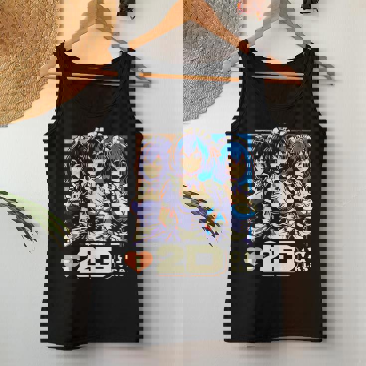 I Love 2D Girls ファニーメイド アニメ マンガ Manwha Waifu Otaku レディースタンクトップ 面白い贈り物