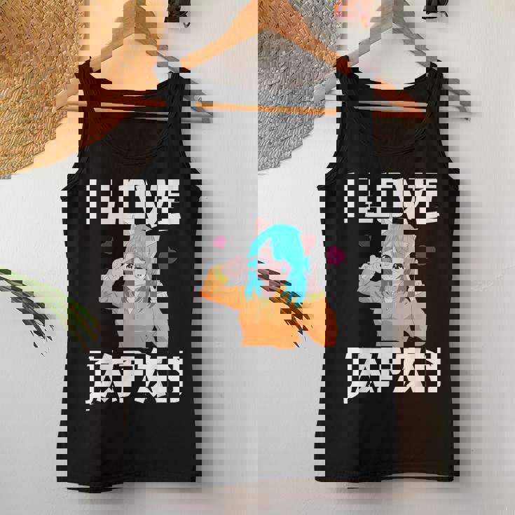 I Love Japan Kawaii Anime Girl Neko Cat Girl Otaku Weeb レディースタンクトップ 面白い贈り物