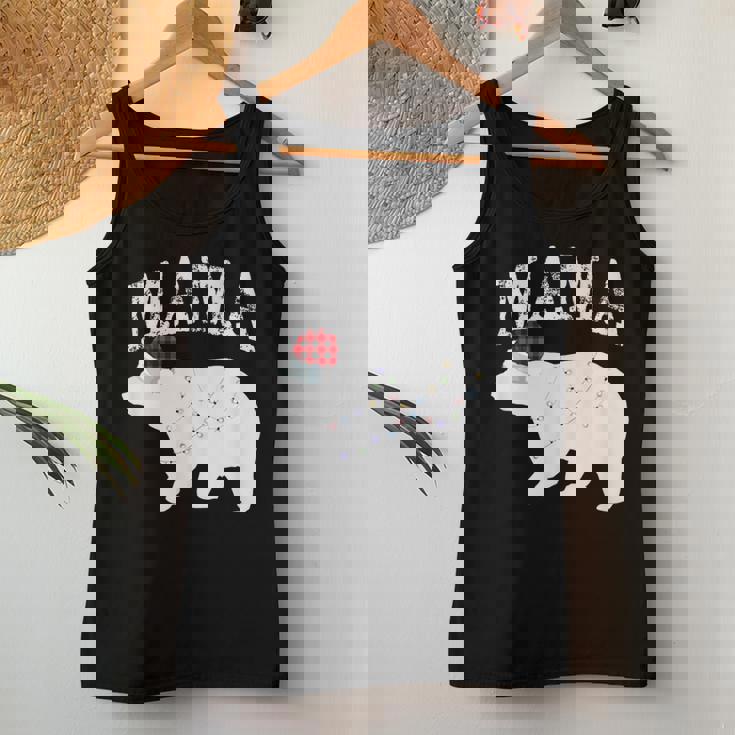 Mama Bear Xmas Buffalo Plaid Lights Matching Family Pajama レディースタンクトップ 面白い贈り物