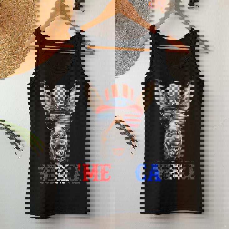 Merica Mule Donkey Patriotic 4Th Of July 面白い キッズ メンズ レディース レディースタンクトップ 面白い贈り物