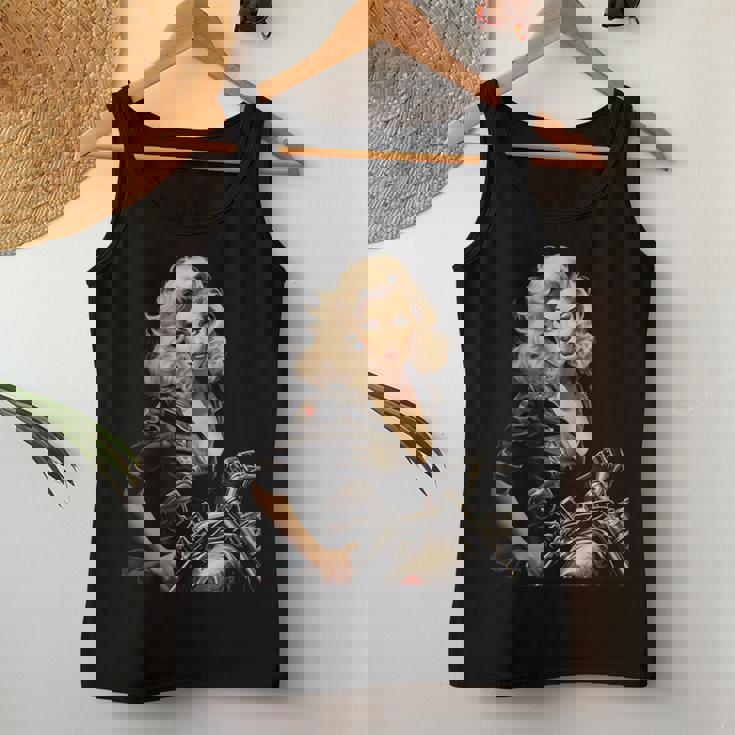 Pinup Girl バイカー オートバイ ライダー ヴィンテージ レディースタンクトップ 面白い贈り物