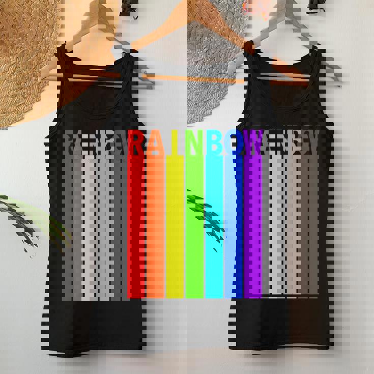 Rainbow レインボー《虹 カラー》【デザインアート】文字 7色 カラフル レディースタンクトップ 面白い贈り物