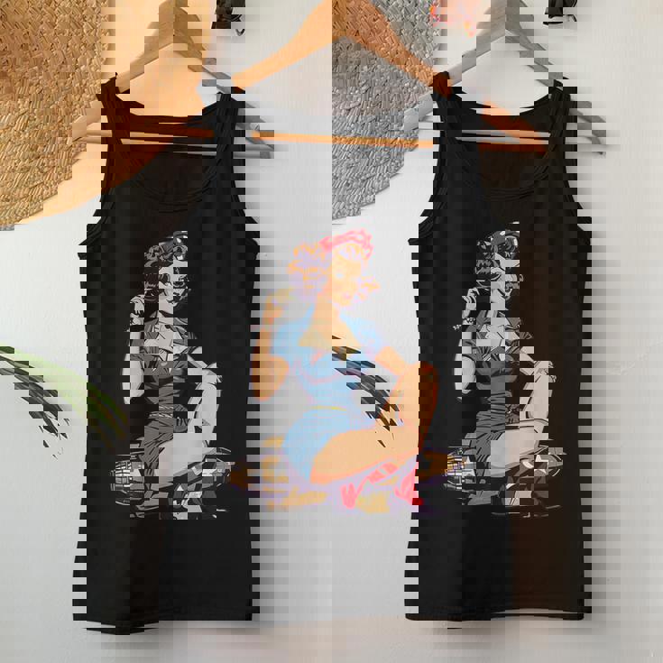 Retro Patriotic Pin-Upintage Usa Flag American Beauty Girl レディースタンクトップ 面白い贈り物