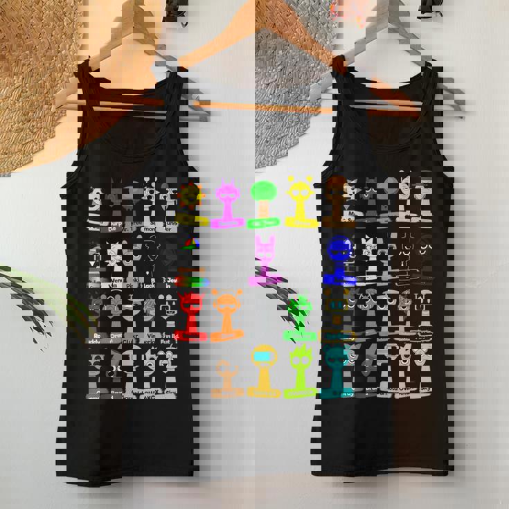 Sprunki All Here With Names For Boys And Girls Birthday レディースタンクトップ 面白い贈り物