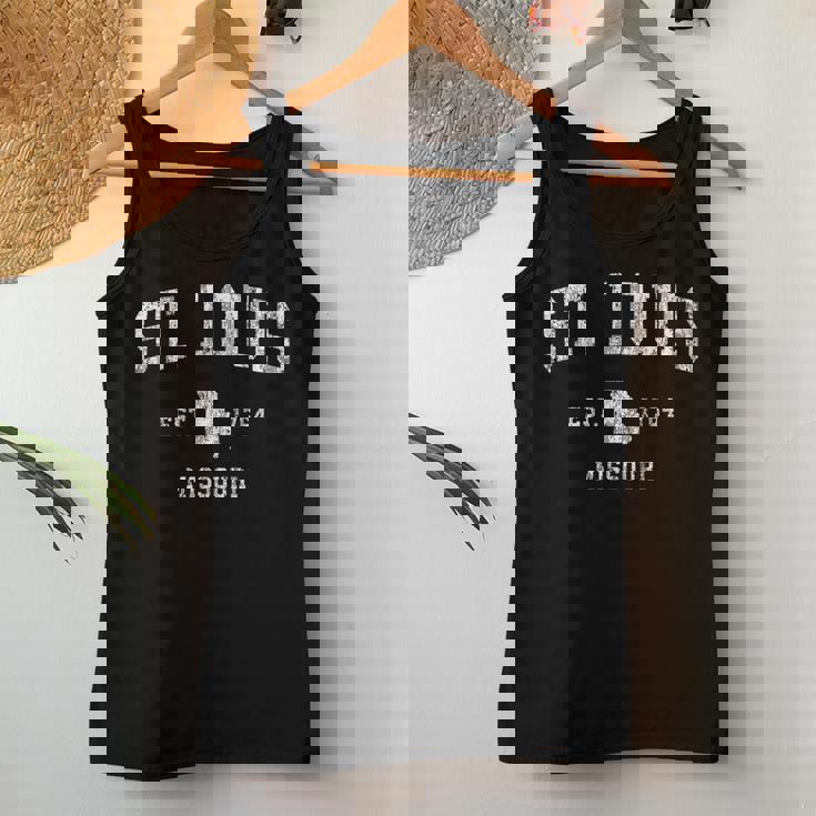 St Louis Missouri Mo ヴィンテージ アスレチック スポーツデザイン レディースタンクトップ 面白い贈り物