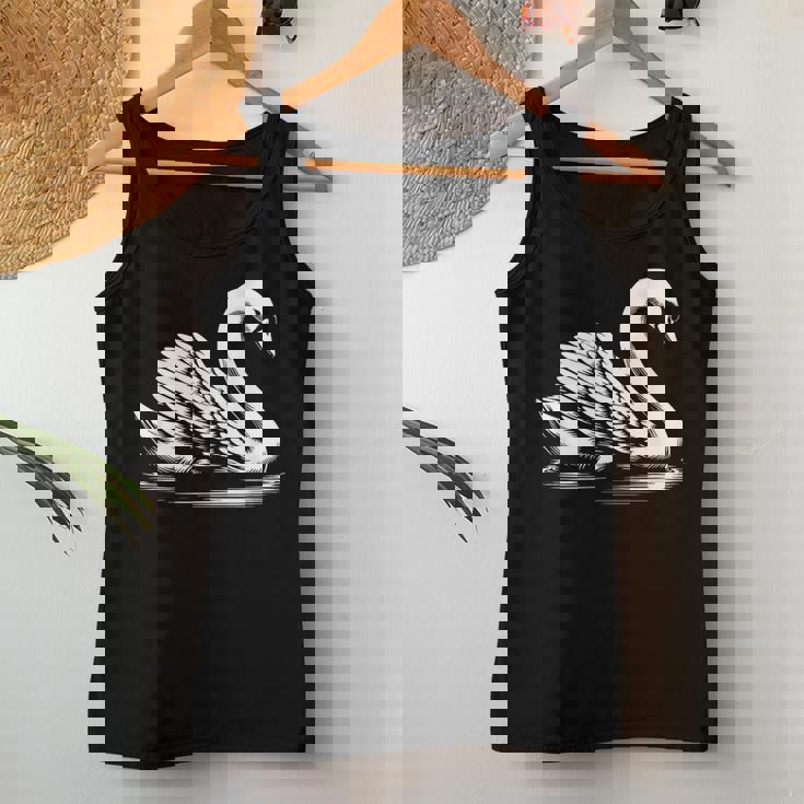 Swan Dad Mom Lover モノクロ 白鳥 レディースタンクトップ 面白い贈り物