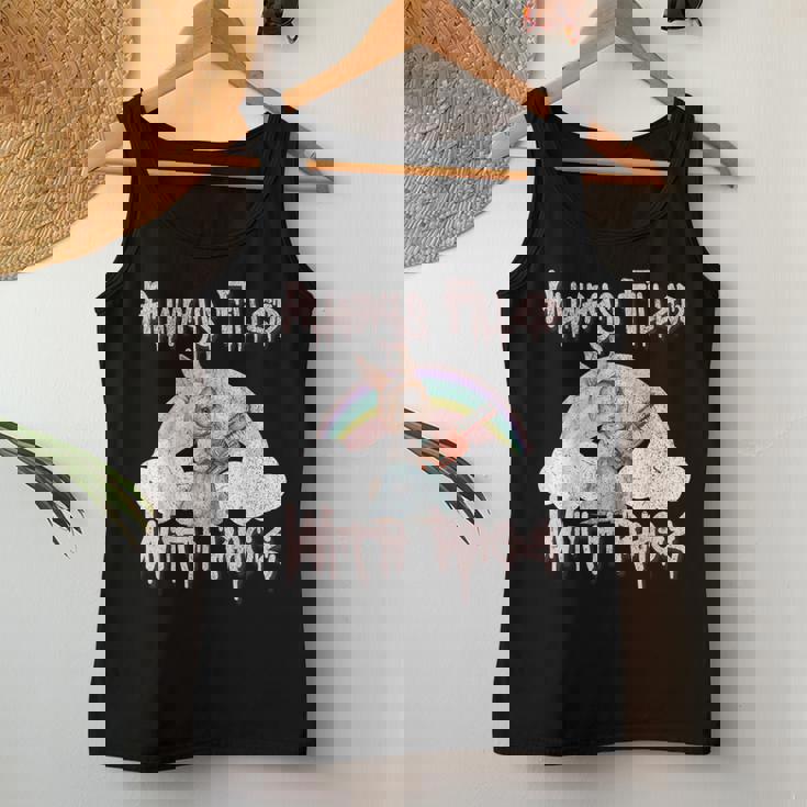 Vintage Chainsaw Bunny Rage Horror Movie Graphic レディースタンクトップ 面白い贈り物