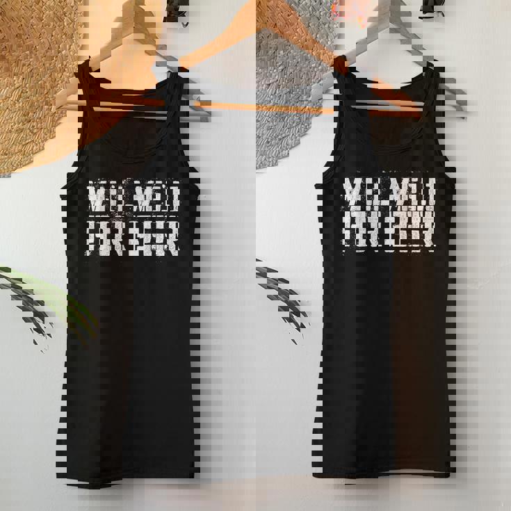 Will Weld For Beer 溶接シャツ レディースタンクトップ 面白い贈り物