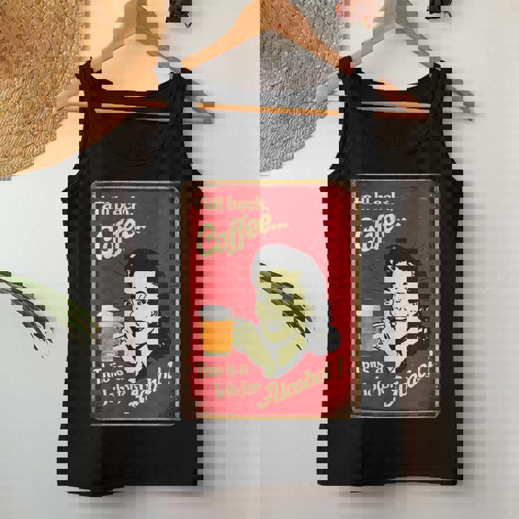 「Fall Back、Coffeeこれはアルコールの仕事だ」 おもしろプリント レディースタンクトップ 面白い贈り物