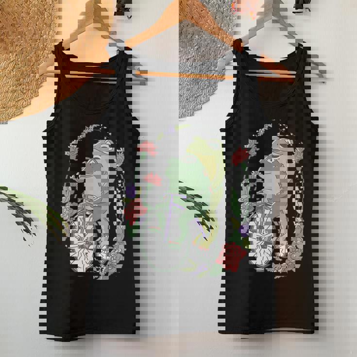 かわいい カエル 自転車 花 カワイイ 美的 気まぐれなロマンチック レディースタンクトップ 面白い贈り物