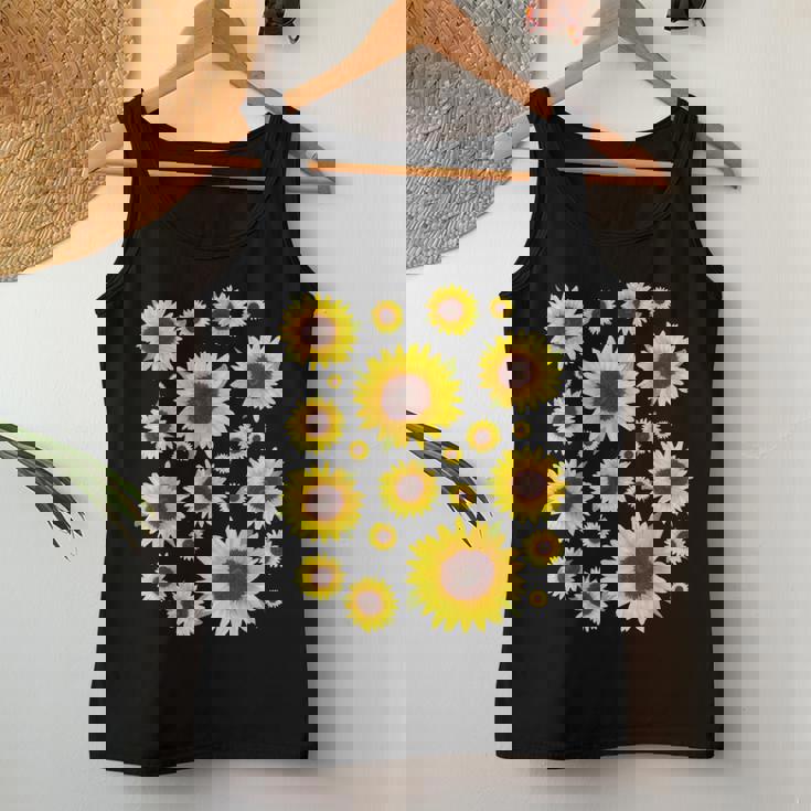 ひまわり 花柄 花 シンプル ポジティブ 夏 グラフィック レディースタンクトップ 面白い贈り物