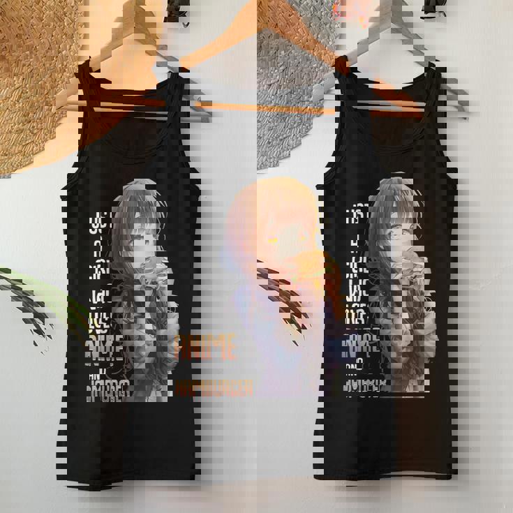 アニメとハンバーガーが大好きな女の子 レディースタンクトップ 面白い贈り物