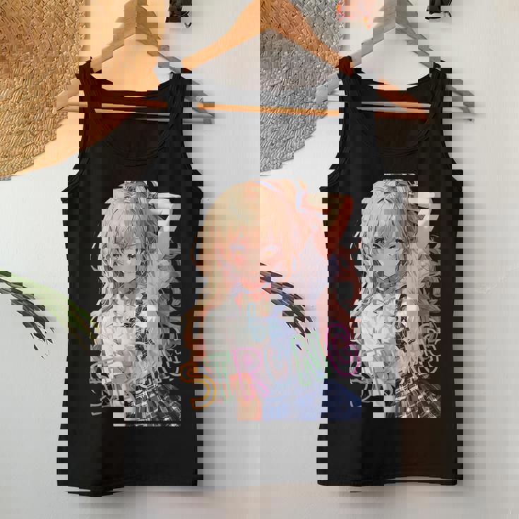 アニメ風イラスト ギャル 最強 可愛い女の子 レディースタンクトップ 面白い贈り物