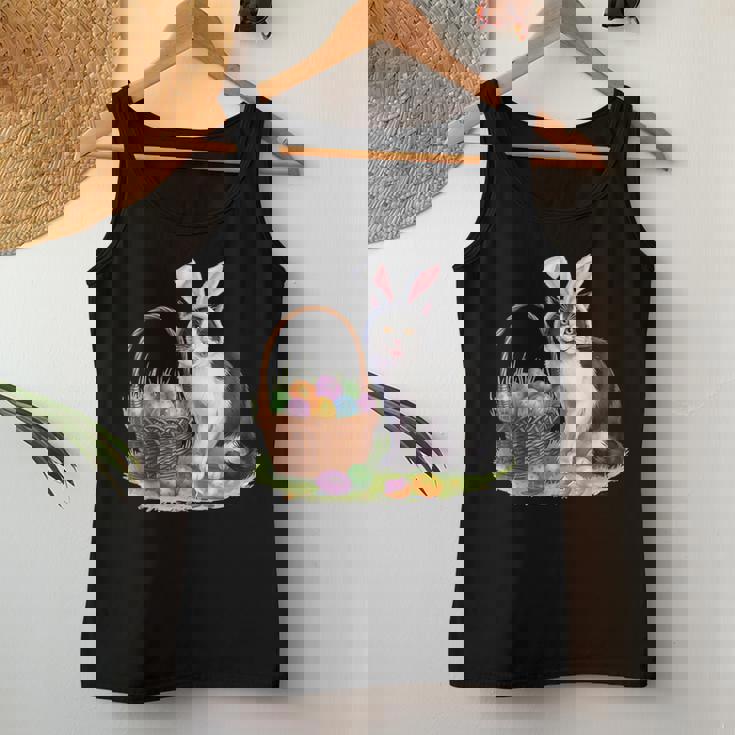 イースターデー 猫 バニー 耳 卵 イースター ウサギ 男性 女性 キッズ レディースタンクトップ 面白い贈り物