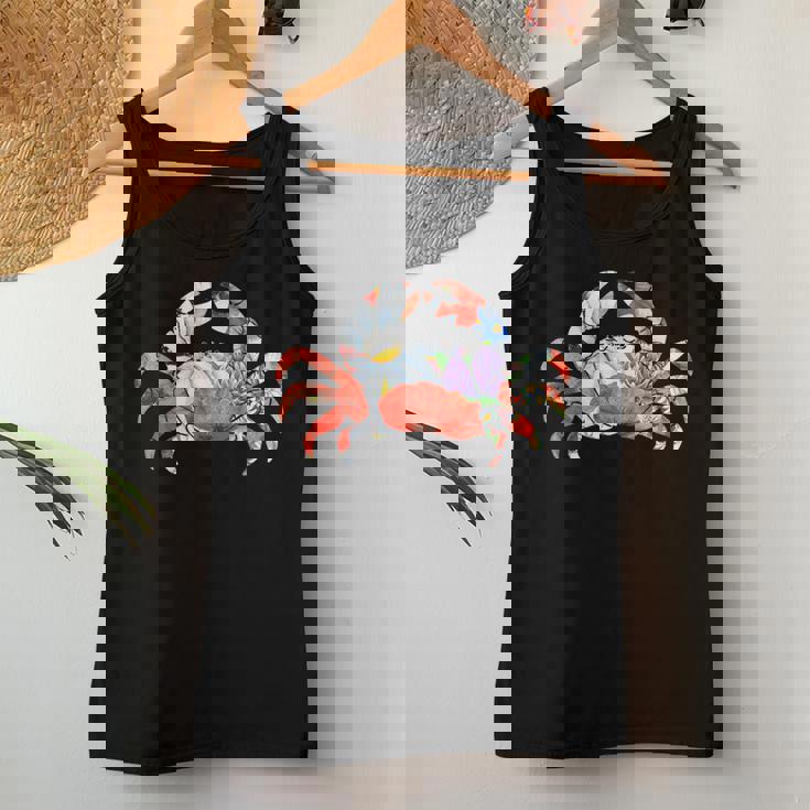 カニの花のグラフィック。 レディースタンクトップ 面白い贈り物