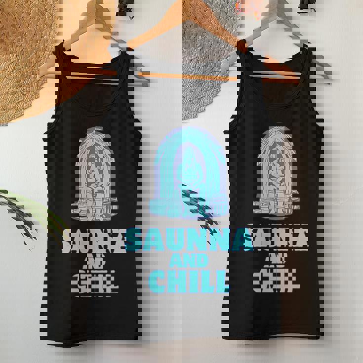 サウナ好き サウナアンドチル おもしろ 男性 女性 ユニセックス シンプル おしゃれ レディースタンクトップ 面白い贈り物