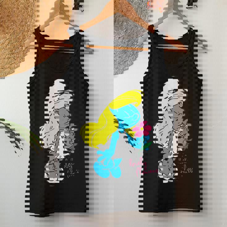 スマーフ スマーフェット キャラクター 花 咲く スマーフィー ファン レディースタンクトップ 面白い贈り物