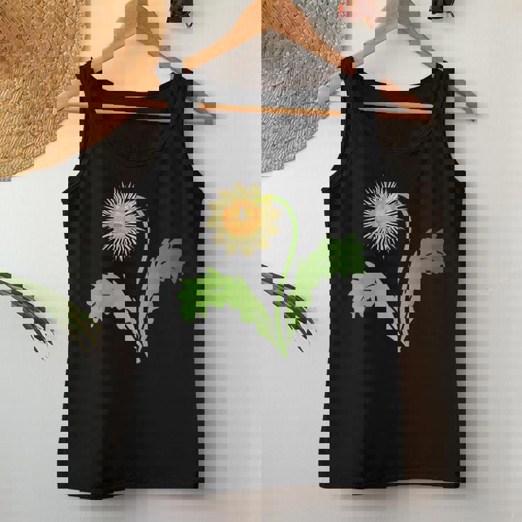 ダンディライオン タンポポ 黄色い花 ライオンの頭 レディースタンクトップ 面白い贈り物