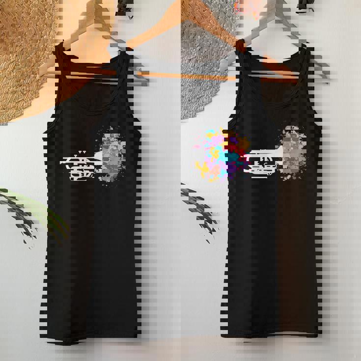 トランペット 女性 男性 音楽 教師 カラフル コルネット コルネティスト レディースタンクトップ 面白い贈り物