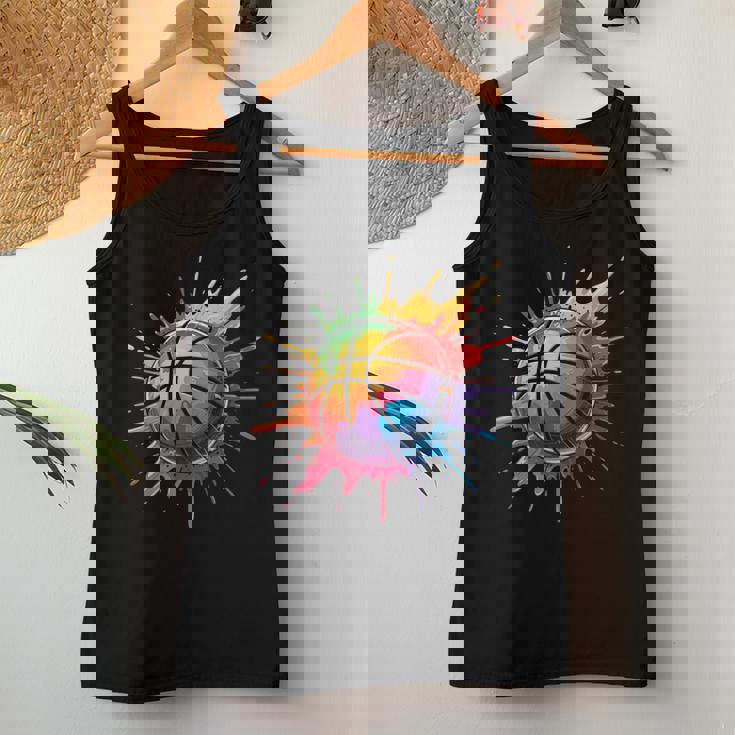 バスケットボール スポーツ ペイント スプラッシュアート カラフル 男の子 女の子 キッズ レディースタンクトップ 面白い贈り物