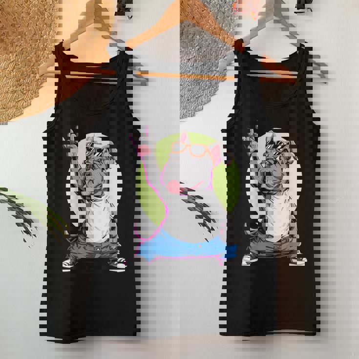 ブルドッグ ロックミュージック 男性 子供 女性 グルービー ブルドッグ レディースタンクトップ 面白い贈り物