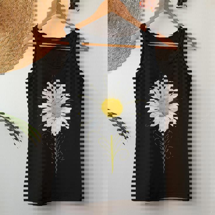 マーガレット ミクストメディア 美しい夏の花 ボタニカルアート レディースタンクトップ 面白い贈り物